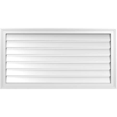 Ekena Millwork Vertical Surface Mount PVC Gable Vent: Functional, w/ 2"W x 1-1/2"P Brickmould Frame, 42"W x 22"H GVPVE42X2202SF